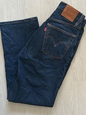 Size 25W Levis Ribcage Straight High Waisted Ankle Jeans Classic Red Tab Denim